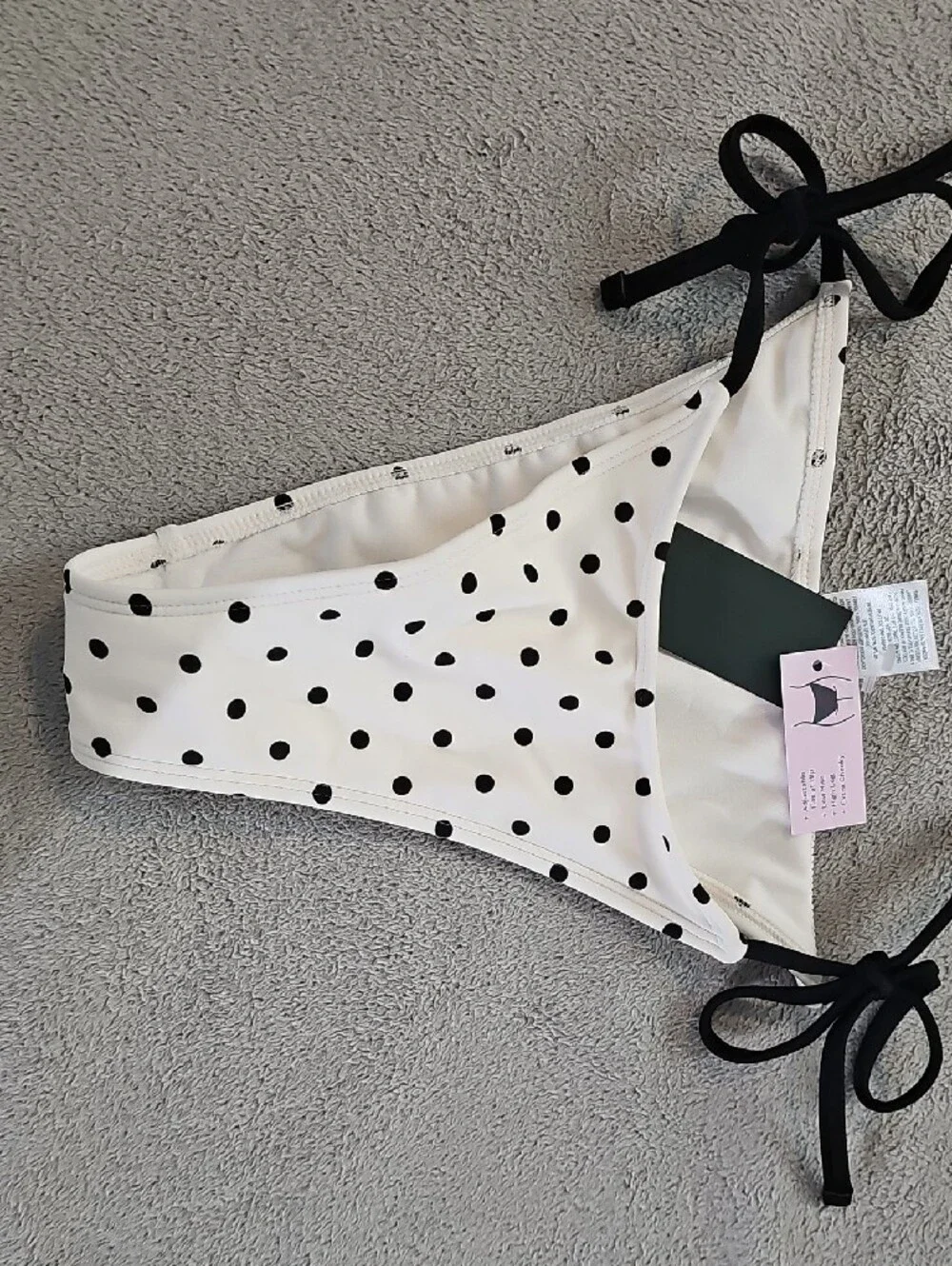 Wild Fable Women's S Black and Cream Polka Dot Tie-Side Bikini Set
